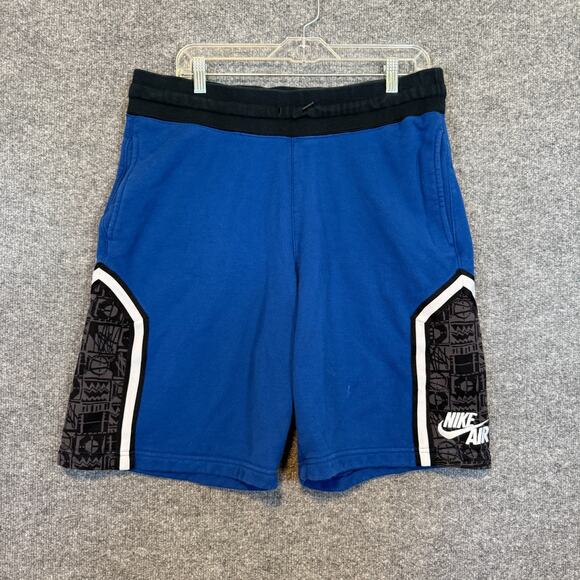 Nike Air Shorts Mens Large Blue Fleece Stretch Swoosh‎ Sweat Shorts Casual - Picture 2 of 10